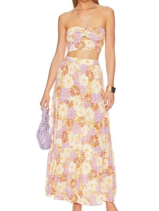 l*space Dresses & Skirts - NWT L*Space Blue Skies Halter Top & Bondi Tiered Maxi Skirt Set Sz M Resortwear